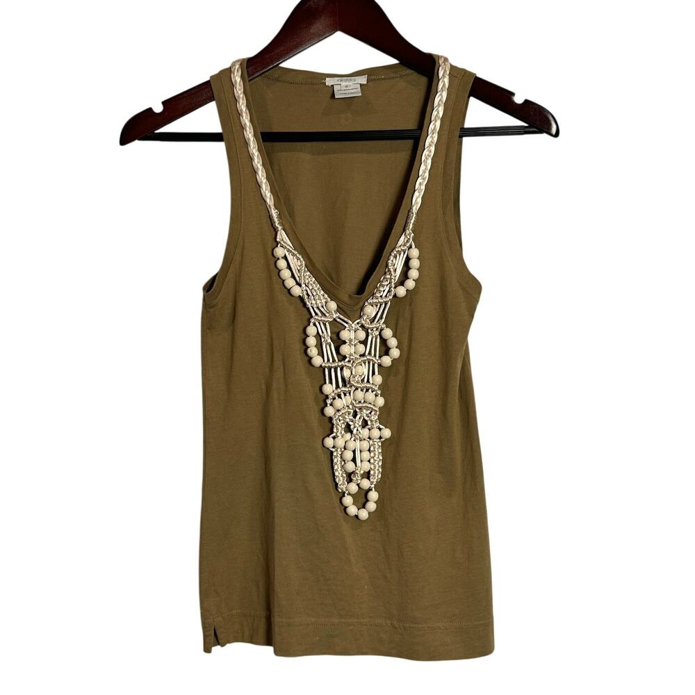 Aeve Y2K 2000s Vintage Green Top Macrame Beaded Details - See condition